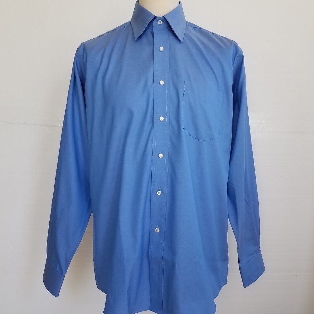 Forsyth of Canada Dress Shirt Mens 15.5 34/35 Button up Long sleeve Blue Preppy